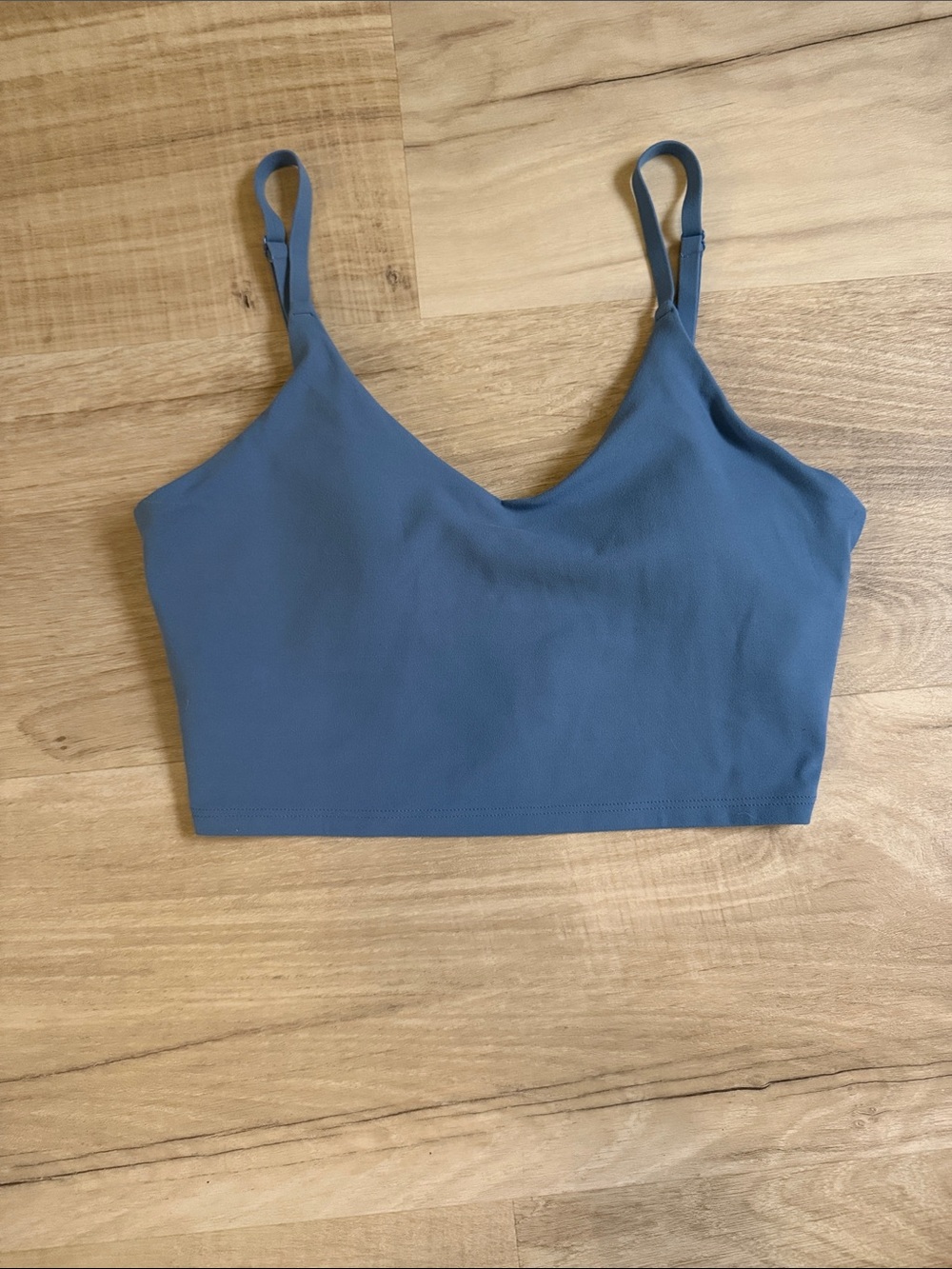 Blue V-Neck Adjustable-Strap Crop Tank Top